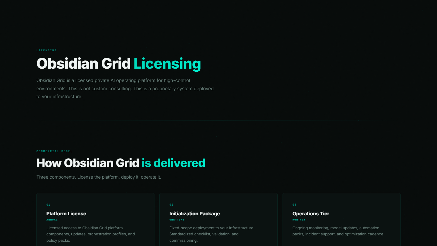 Current Obsidian Grid infrastructure offer page.